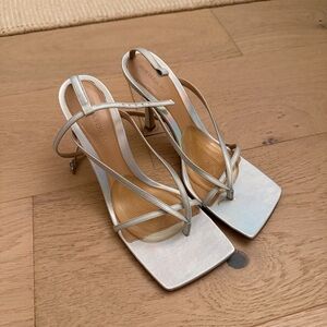 Bottega Veneta Stretch Leather Sandals, Silver